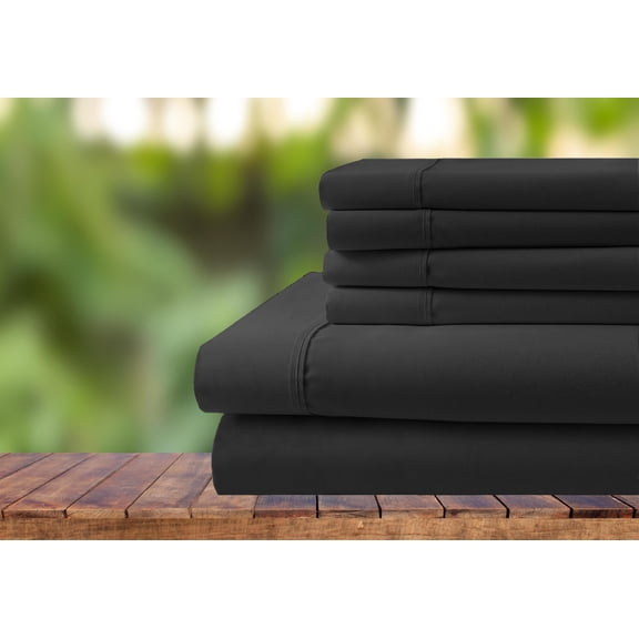 6 Piece Bedding Set, 100% Organic Cotton 700 Thread Count, 12" Deep Pocket - [Queen, Dark Grey]