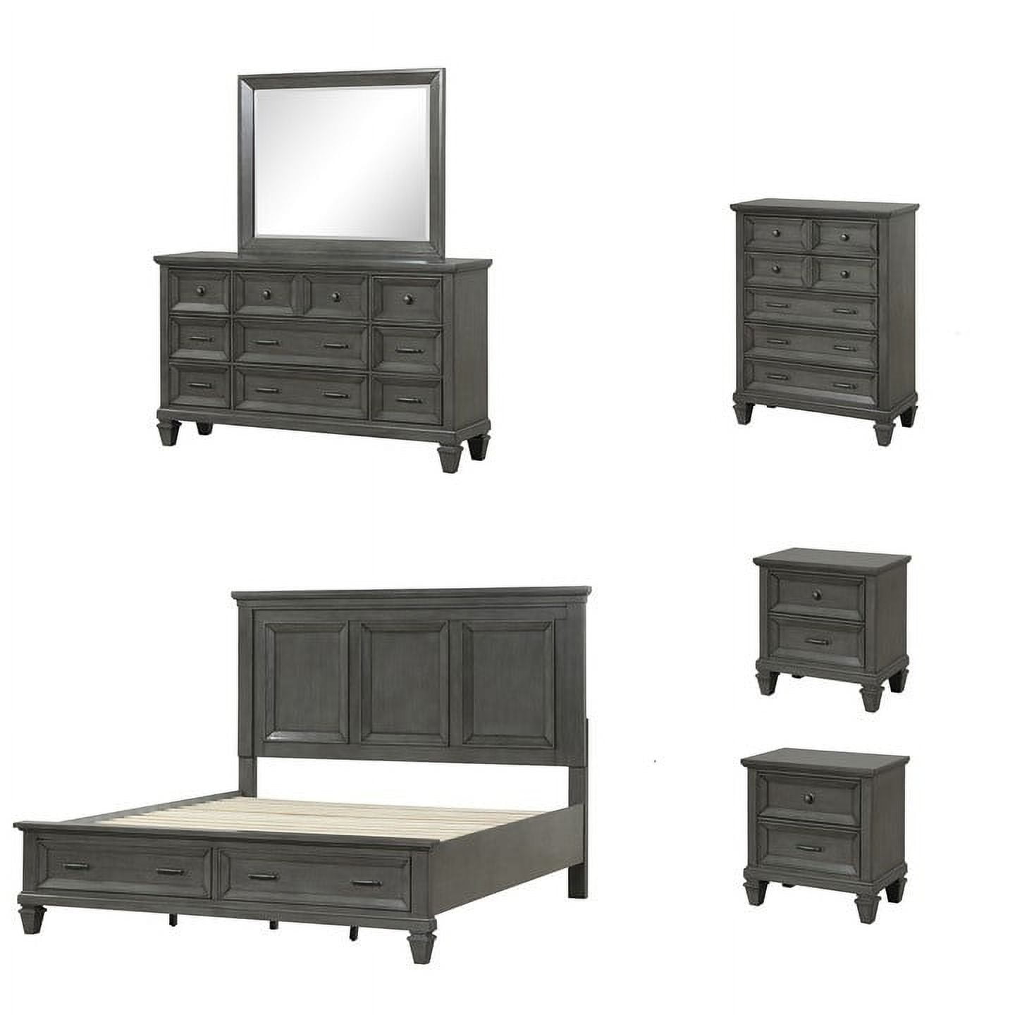 6 Piece Bedroom Sets with King Size Bed Frame, 2 Nightstands, Chest