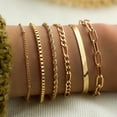 thumbnail image 1 of 6-Piece Boho Stackable Bracelets for Women - Adjustable Layered Chain Cuff Set, Vintage Metal Jewelry, Gift for Her, Unisex, Everyday Wear (Iron, Electroplating), 1 of 8