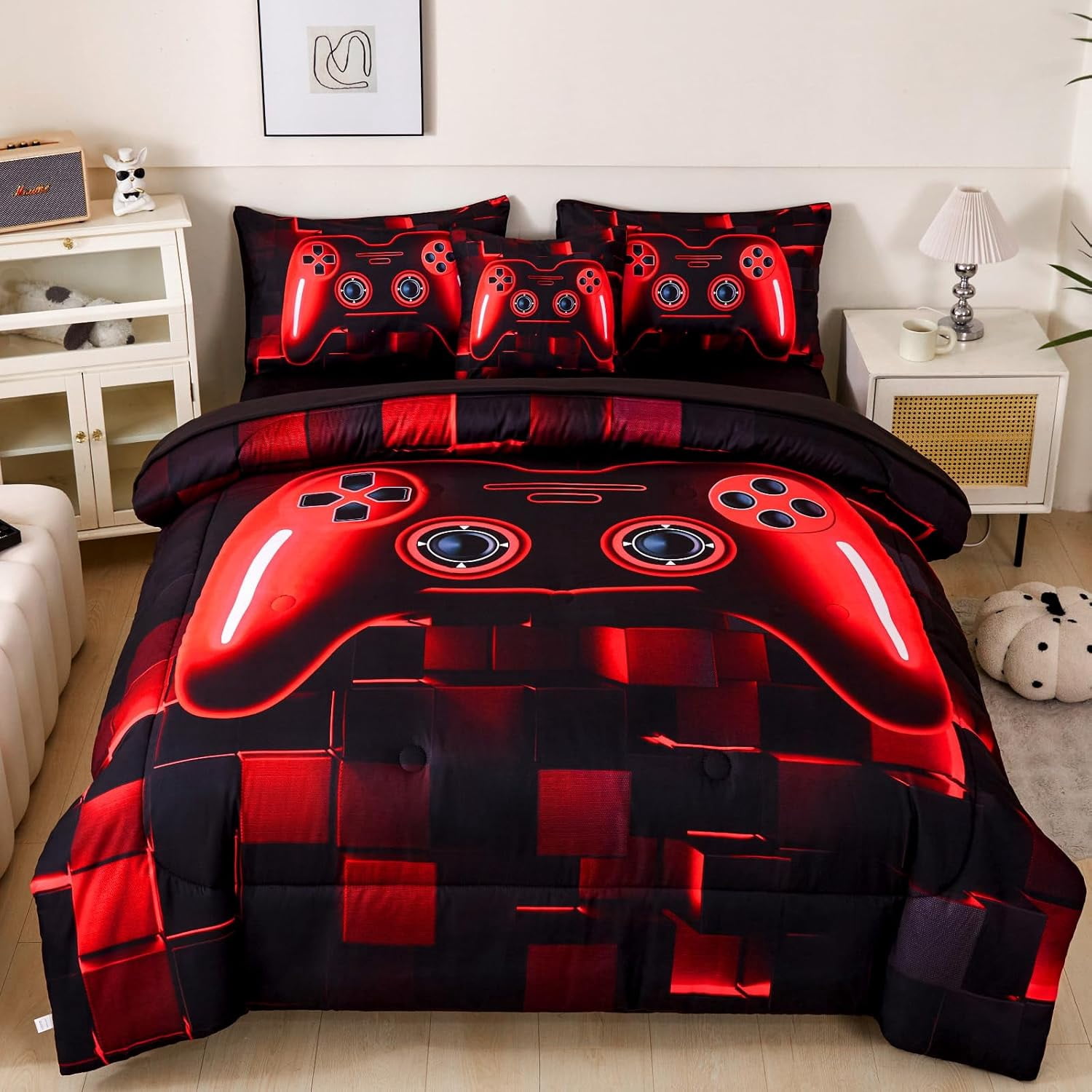 Gamer Full Size Boy Comforter Set MWMWMWGaming Comforter Sets For