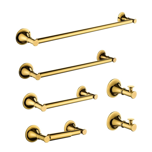 6 - Piece Brass Bathroom Hardware Set