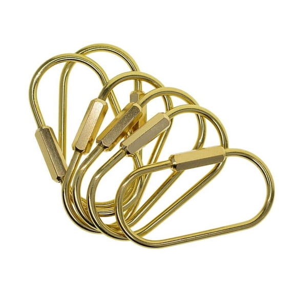6-Piece Brass Locking Carabiner Quick Link Chain Connector Keychain Buckle Screw Lock Rings for Hanging Keys Holder Crafts