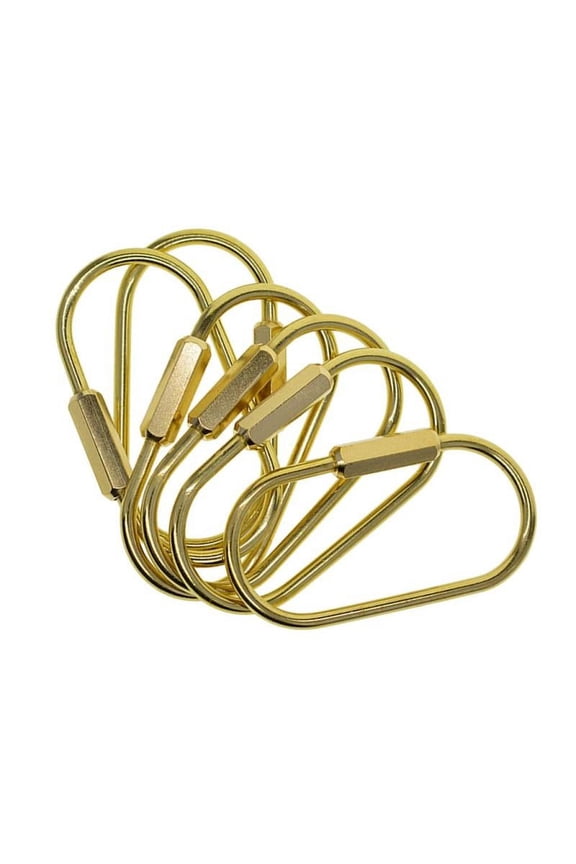 6-Piece Brass Locking Carabiner Quick Link Chain Connector Keychain Buckle Screw Lock Rings for Hanging Keys Holder Crafts