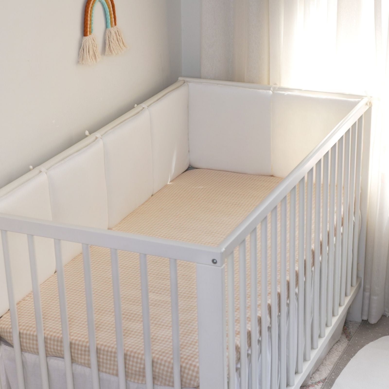 6 Piece Breathable Mesh Crib Bedding Set, Quilted Soft Cotton Crib