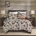 thumbnail image 1 of 6-Piece Brown & White Cowhide Comforter Set Queen Size, 1 of 6