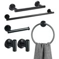 thumbnail image 1 of 6-Piece Brushed Black Bathroom Hardware Set, Black Towel Bar Set Bathroom Towel Holder Set Towel Rack Set Stainless Steel Wall Mounted, 23.6 Inch, 1 of 7