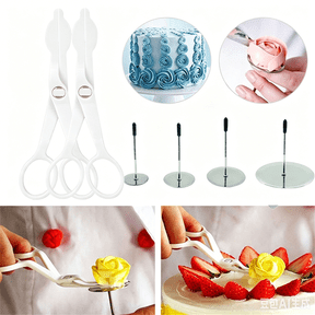 6 Piece Cake Decorating Scissors Flower Nail Set, Buttercream Flower Transfer Scissors, Icing Flower Lift Tool