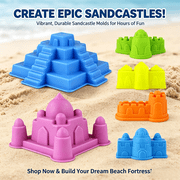 6-Piece Castle Sand Mold Set, Colorful Beach Sandcastle Building Toys