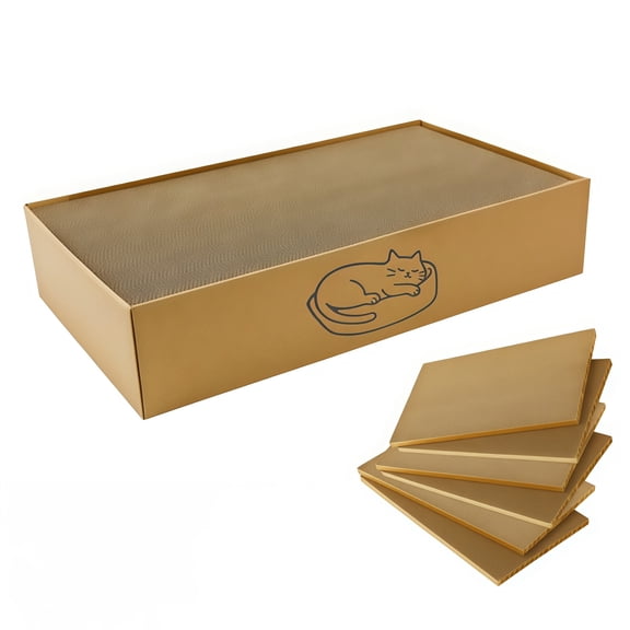 6-Piece Cat Scratching Board Replacement Set with A Storage Box for Kitten Playtime