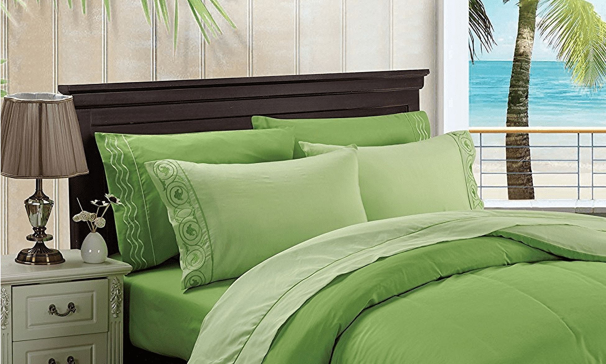Buy Essenza Cotton King Bed Sheet 220X254 CM in Light Green Colour