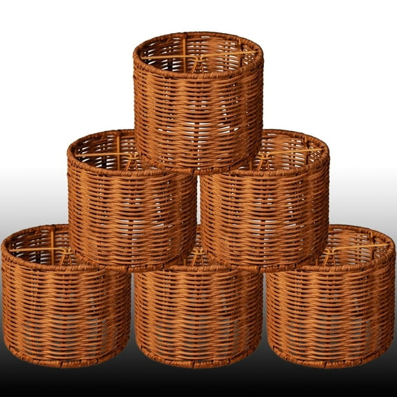 Osasy Boho Lamp Shade Woven Rattan Brown Chandelier Drum Lamp Shades 6 Count Clip on Lampshades