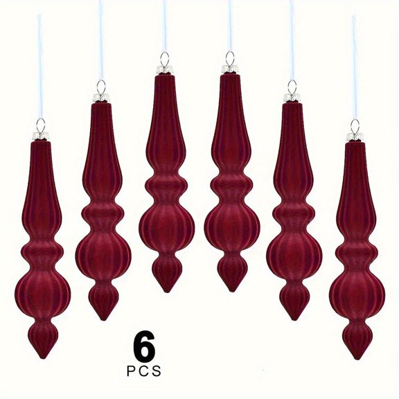 6-Piece Christmas Ball Topper Pendant Decorations Shatterproof Plastic Topper Christmas Tree Ornaments Holiday Wedding Party Christmas Decorative Balls