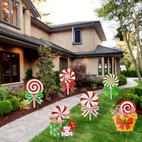6-Piece Christmas Candy Cane  with Stakes - Durable Outdoor Holiday Decor for Lawn & Garden Pathway