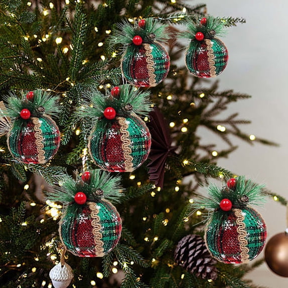 6-Piece Christmas Foam Bauble Set, Ruffled Tree Hanging Ornaments, Holiday Decor and Home Decoration for Festive Season and Party