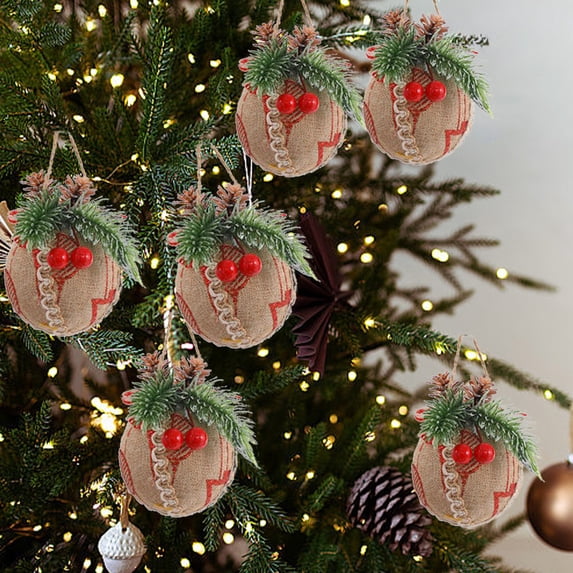 6-Piece Christmas Foam Bauble Set, Ruffled Tree Hanging Ornaments, Holiday Decor and Home Decoration for Festive Season and Party