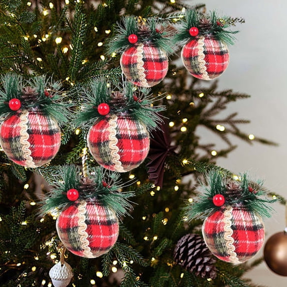 6-Piece Christmas Foam Bauble Set, Ruffled Tree Hanging Ornaments, Holiday Decor and Home Decoration for Festive Season and Party