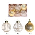 thumbnail image 1 of 6-Piece Christmas Ornament Set Gold Glitter Ribbon Tree Decorations - Sparkling Effect Holiday Home Party Decor(Gold), 1 of 2
