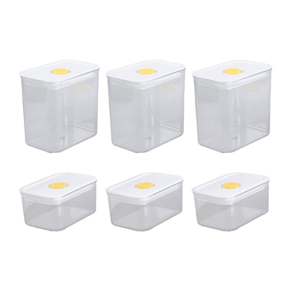 6 Piece Clear Airtights Food Container with Sealed Lid Set Kitchen Organizers Bin For Dry Good Spices Candy Storage