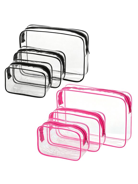 6-Piece Clear PVC Makeup Bag Set, Transparent Toiletry Pouch for Travel, Cosmetic Organizer with Zipper, Waterproof Bathroom Bag for Toiletries and Skincare