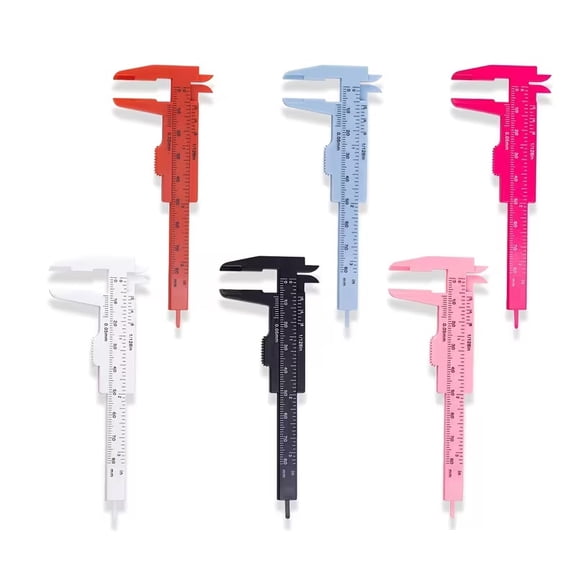 6-Piece Colorful Plastic Calipers Set - Dual-Scale Measuring Tool for Jewelry Making and Education, 0-80mm Sliding Vernier Caliper