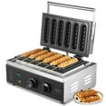thumbnail image 1 of 6-Piece Commercial Waffle Stick Maker, 1500W Waffle Baker Machine & Corn Dog Iron, Non-Stick Plates, Time & Temp Control, for Home & Business Use, 1 of 11