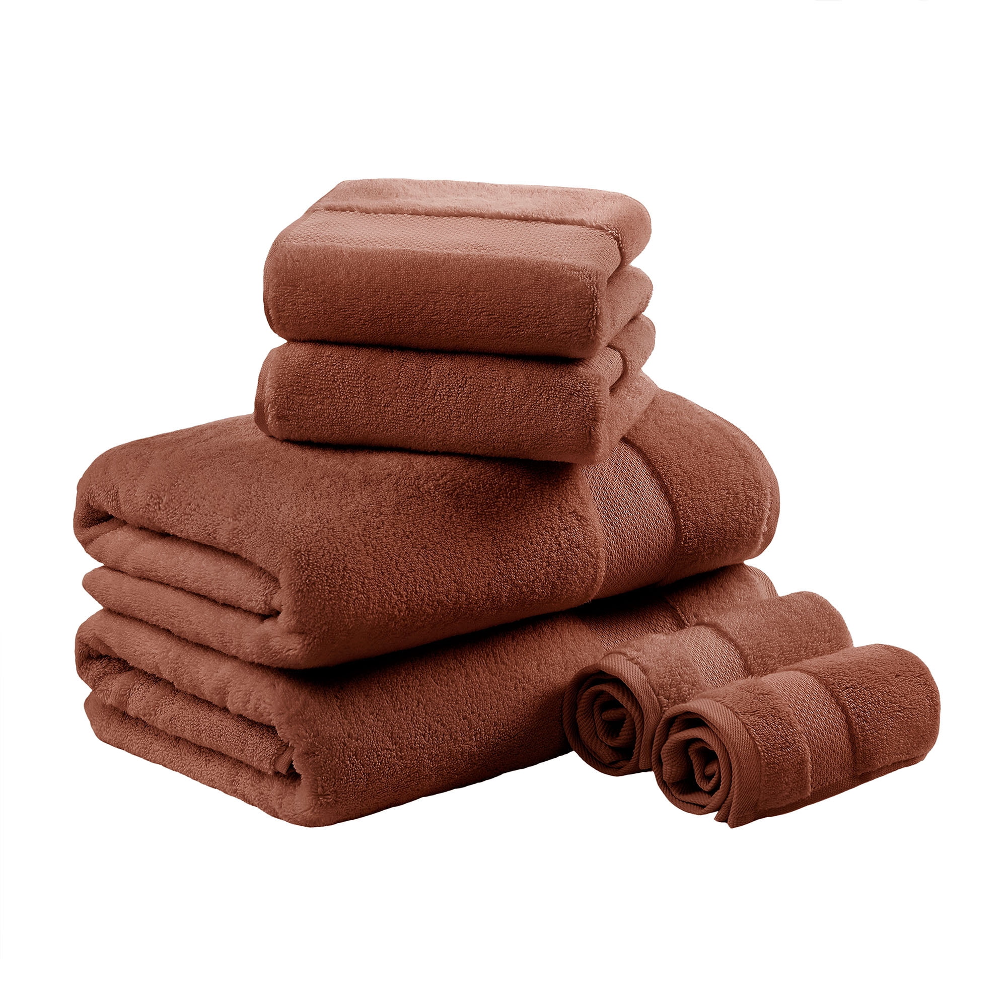 6-Piece Cotton Bath Towel Set,Terracotta