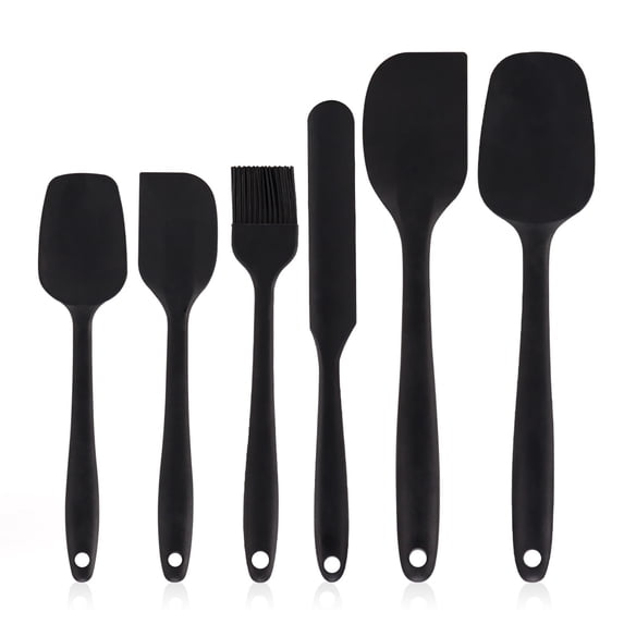 6-Piece Cream Silicone Kitchen Utensil Set - Heat-Resistant Cooking ...