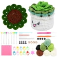 thumbnail image 1 of 6 Piece Crochet Kit for Beginners Cute Potted Plant Cup Mats Crochet Kit with Step by Step Video Tutorials Yarns for Adult DIY Crafts, 1 of 10