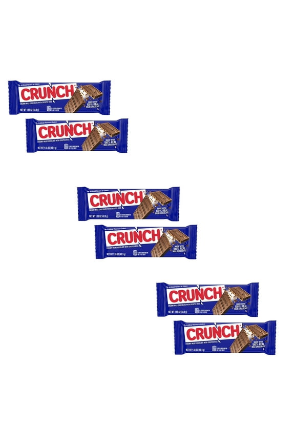 Crunch Candy Bars, Creamy Milk Chocolate with Crisped Rice, 6 Piece, 1.55 oz