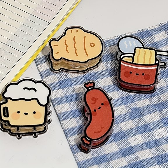 6-Piece Cute Character Food Pin Set for Fun Snack Organization and Kitchen Storage