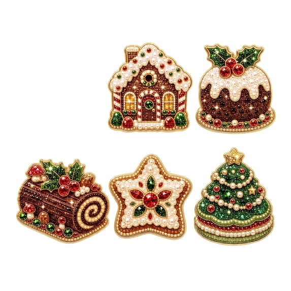 6 Piece DIY Diamond Painting Fridge Magnets Kit Pearl Decor Craft Set with Christmas Holiday Character and Tree Designs