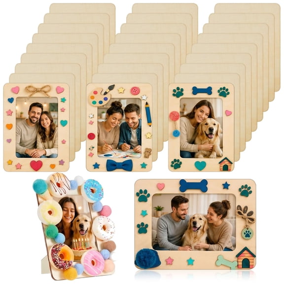 6 Piece DIY Wood Picture Frames 5 x 7 Inch Unfinished Craft Frames for Home Decor Gifts