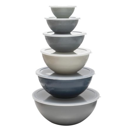 6-Piece Dark Gray Mixing Bowl Set with Lids BPA FREE