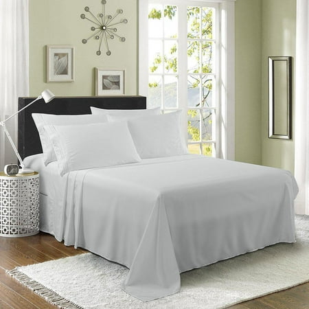 6 Piece Derived Rayon Bamboo Sheets,Bamboo Sheet Set -Deep Pockets,Moisture Wicking, Softer Than Cotton- 1 Fitted Sheet, 1 Flat, 4 Pillowcases-Queen Size-Light Gray