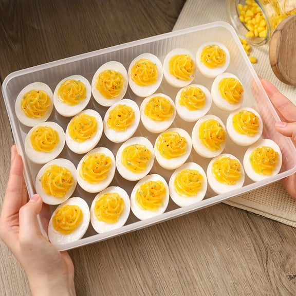 6-Piece Deviled Egg Carrier Set - Holds 144 Eggs, Clear Plastic with Lids - Portable Kitchen Storage for Parties, Easter, Weddings & Camping