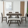 thumbnail image 1 of 6 Piece Dining Room Set, Atumon Dining Table Set for 6, Farmhouse Dining Table Set with Cushioned Bench and 4 Chairs, Wood Dining Room Set, Dining Table Set for Kitchen Dining Room, Espresso, 1 of 10