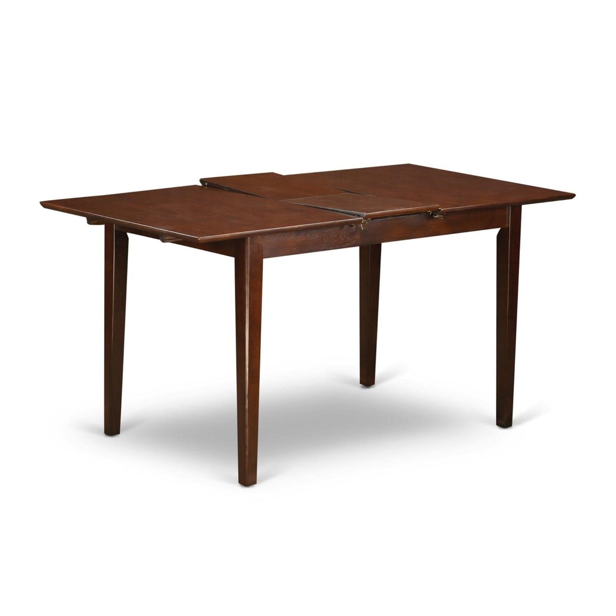 6-Piece Dining Room Set with Bench , 100% Asian Real Wood , Foldable Leaf , Carved Backs , Mahogany Finish , Choice of Chair Seats , Easy Assembly