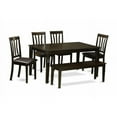 thumbnail image 1 of 6 Piece Dining Room Table With Bench Set- Dining Table With4 Dining Chairs and A Bench, 1 of 1