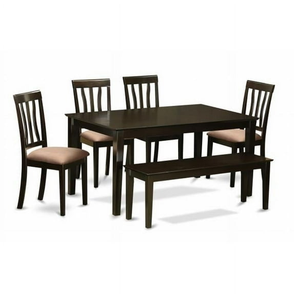6 Piece Dining Room Table With Bench Set- Kitchen Table With 4 Chairs Plus A Bench