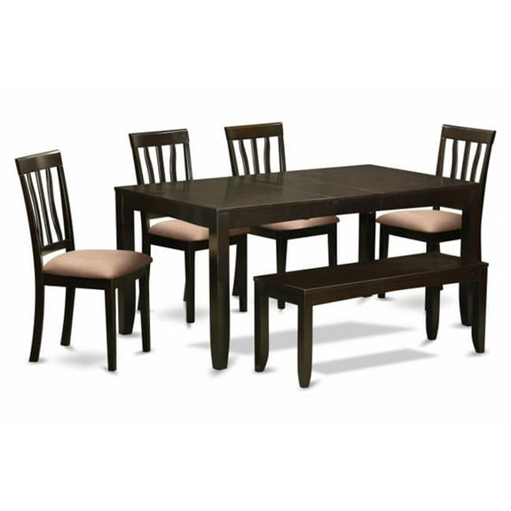 6 Piece Dining Set With Bench-Dining Table With Leaf and 4 Dining Chairs Bench