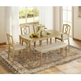 thumbnail image 1 of 6 Piece Dining Table Set for 6-8 People - Includes One Dining Table, One Upholstered Bench, 4 Cross Back Dining Chairs, Rustic Dining Set for Kitchen, Oak, 1 of 10