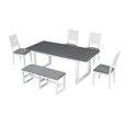 thumbnail image 1 of 6 Piece Dining Table Set, 78 inch Wood Extendable Dining Table with Bench and 4 Upholstered Chairs, 1 of 8