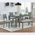 thumbnail image 1 of 6 Piece Dining Table Set, Modern Home Dining Set with Table, Bench & 4 Cushioned Chairs, Wood Rectangular Table and Chair Set, Kitchen Table Set for Dining Room - Gray, 1 of 9