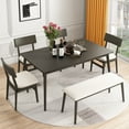 thumbnail image 1 of 6 Piece Dining Table Set, Modern Home Dining Set with Table, Bench & 4 Cushioned Chairs, Wood Rectangular Table and Chair Set, Kitchen Table Set for Dining Room - Gray, 1 of 9