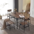 thumbnail image 1 of 6 Piece Dining Table Set, Wooden Dining Table with Storage Rack, 4 Chair and Bench, Stainless Steel Frame Modern Dining Set for Home, Kitchen, Breakfast Small Space, Easy Assembly, Natural, 1 of 7