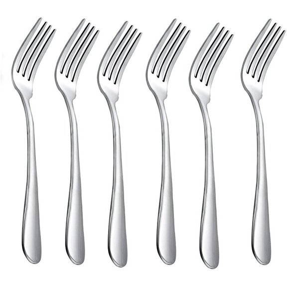 6-Piece Dinner Forks Set 4 Tines Table Fork Flatware Stainless Steel Mirror Polishing 7-Inch 18cm