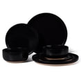 thumbnail image 1 of Vesteel Stoneware Dinnerware Sets for 2, 6 Pieces Ceramic Plates and Bowls Sets, Elegant Dishes with Rustic Terracotta Base, Dishwasher & Microwave Safe, Scratch Resistant, Matte Black, 1 of 9
