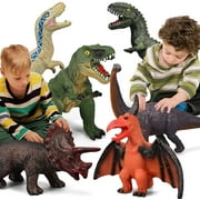 6 Piece Jumbo Dinosaur Toys for Kids and Toddlers,Jurassic World Blue Dinosaur T-Rex Triceratops, Large Soft Dinosaur Toys Set for Dinosaur Lovers - Perfect Dinosaur Party Favors, Birthday G