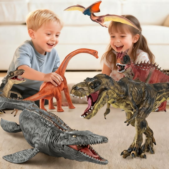 6 Piece Dinosaur Toys for Toddlers Kids,Realistic-Looking Realistic Dino Figures Set,T-Rex Carnotaurus,Blue Velociraptor, Mosasaurus Toy,Brithday Gifts.