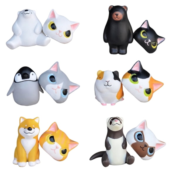 6 Piece Disguised Cat Figurine Set, Fashionable Resin Craft Accessory, Professional Desktop Healing Decor Tool for 2026 Home